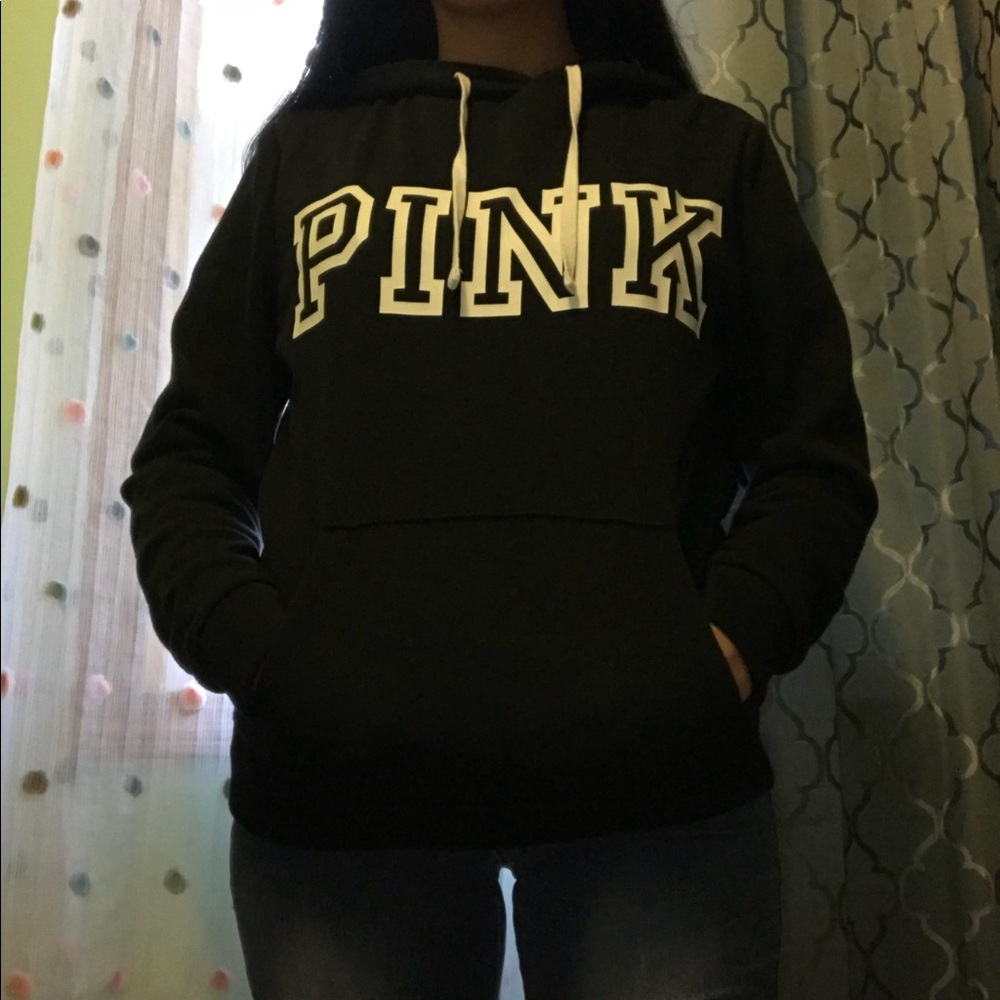 ✧ Victorias Secret Pink Black Hoodie ✧